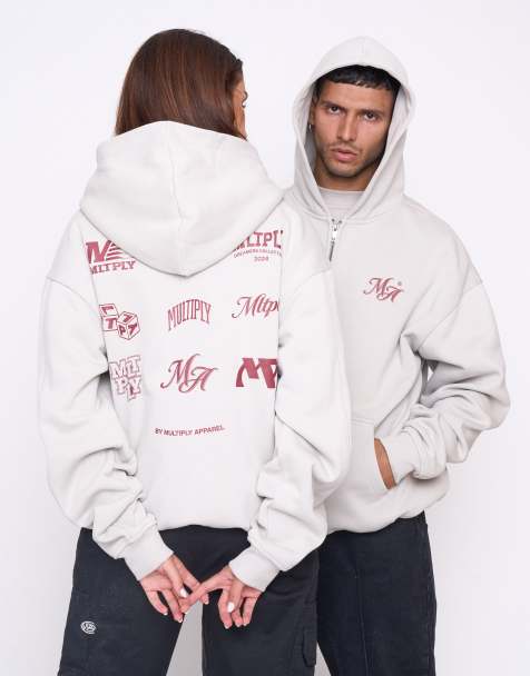 Sudadera blanco paloma extragrande con capucha y cremallera Competition de Multiply Apparel - view 1