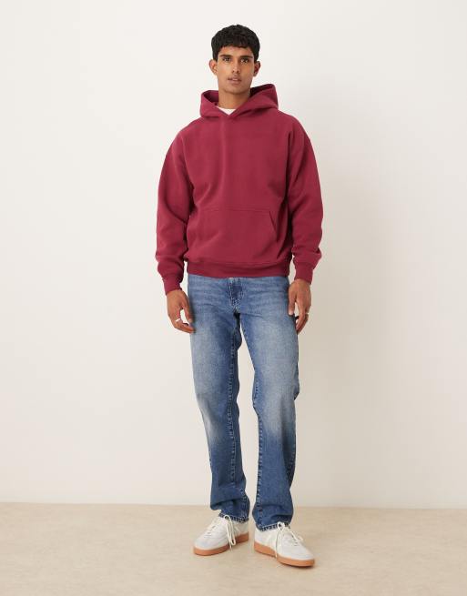 Sudadera burdeos básica con capucha y bolsillo delantero de Abercrombie & Fitch, 2 de 5