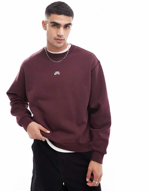 Sudadera burdeos básica con cuello redondo de Nike SB