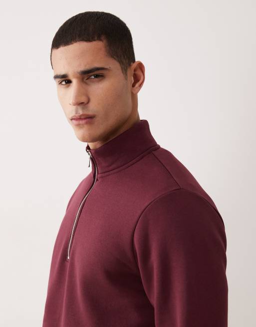 Sudadera burdeos básica con media cremallera de ASOS DESIGN, 4 de 5