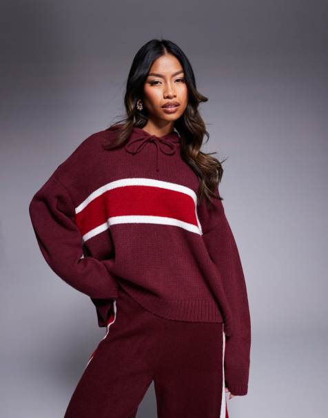 Sudadera burdeos con capucha de punto mullido de ASOS DESIGN (parte de un conjunto) - view 1