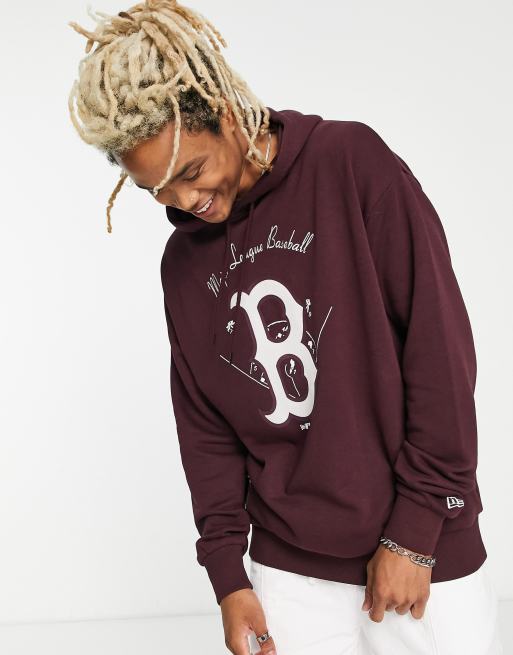 Sudadera burdeos con capucha y diseño flocado de los Boston Red Sox exclusiva en ASOS de New Era