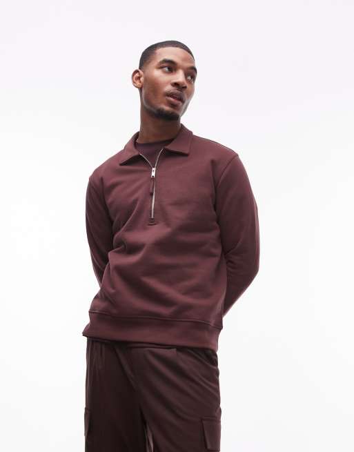Sudadera burdeos con cremallera de Mango