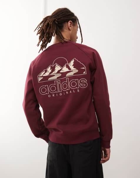 Sudadera burdeos con estampado gráfico de montaña de adidas Originals - view 1