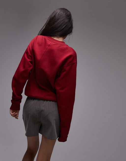 Sudadera burdeos de corte slim de Topshop, 4 de 4