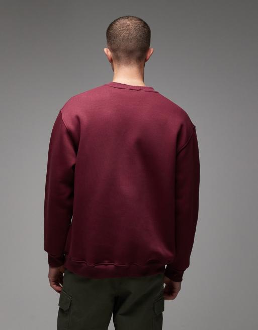 Sudadera burdeos de corte suelto con logo bordado de tejido de 300 g/m² WWR de CAT, 3 de 5