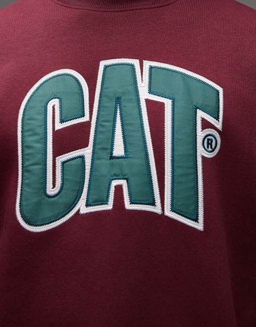 Sudadera burdeos de corte suelto con logo bordado de tejido de 300 g/m² WWR de CAT, 5 de 5