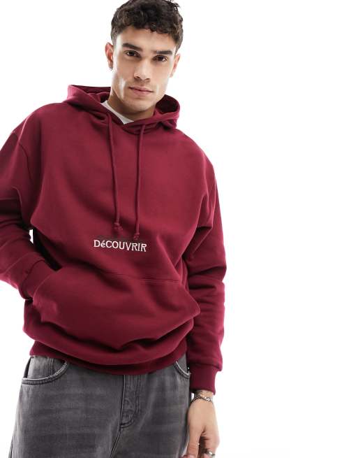 Sudadera roja extragrande con capucha de tejido grueso de ASOS DESIGN