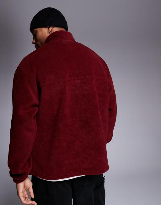 Sudadera burdeos extragrande con cremallera corta de felpa de ASOS DESIGN, 4 de 4
