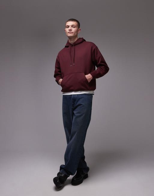 Sudadera burdeos holgada con capucha de tejido rizado de ARKET, 3 de 4