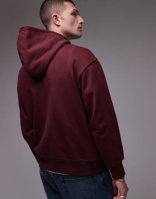 Sudadera burdeos holgada con capucha de tejido rizado de ARKET, 4 de 4