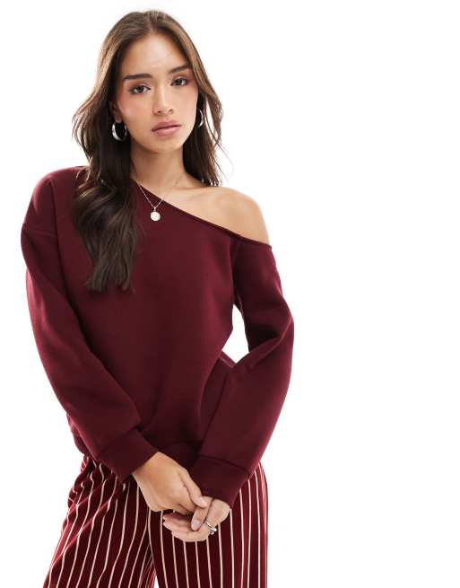 Sudadera burdeos holgada y asimétrica de ASOS DESIGN