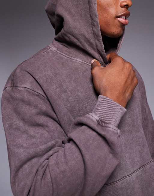 Sudadera burdeos lavado de corte cuadrado extragrande con capucha de ASOS DESIGN, 2 de 4