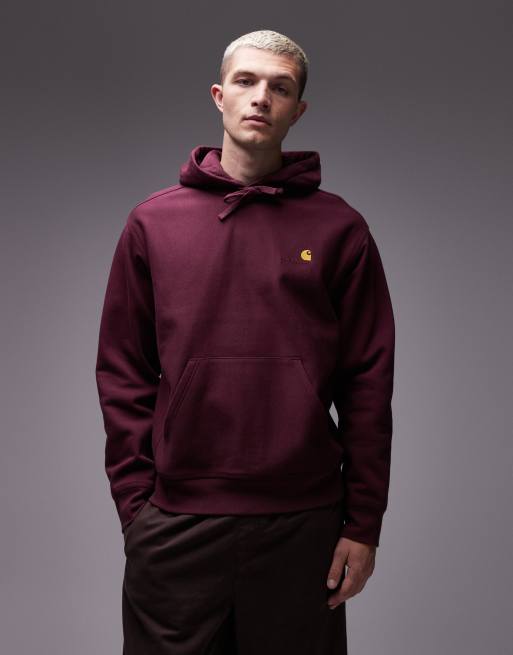 Sudadera burdeos sin cierres con capucha y logo de texto American Script de Carhartt WIP