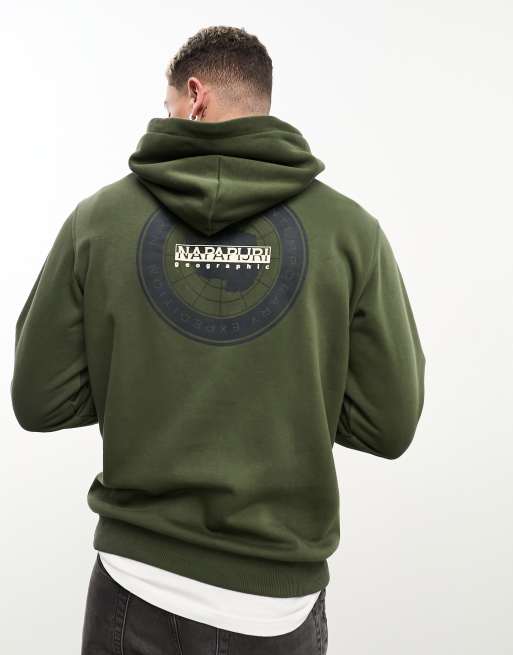 Sudadera caqui con capucha y estampado trasero de felpa Neny de Napapijri