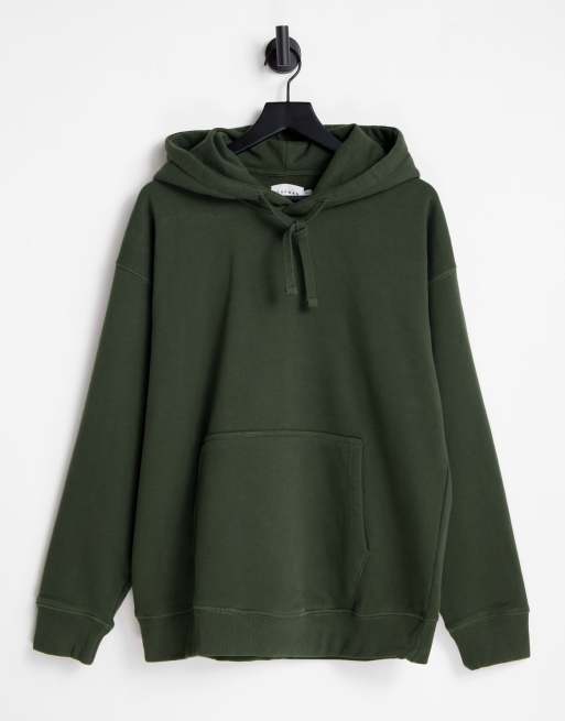 Sudadera caqui extragrande con capucha de tejido grueso de Topman
