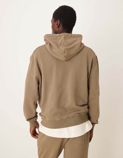 Sudadera caqui extragrande con capucha, lavado desgastado y acabado tintado de ASOS DESIGN (parte de un conjunto), 3 de 5