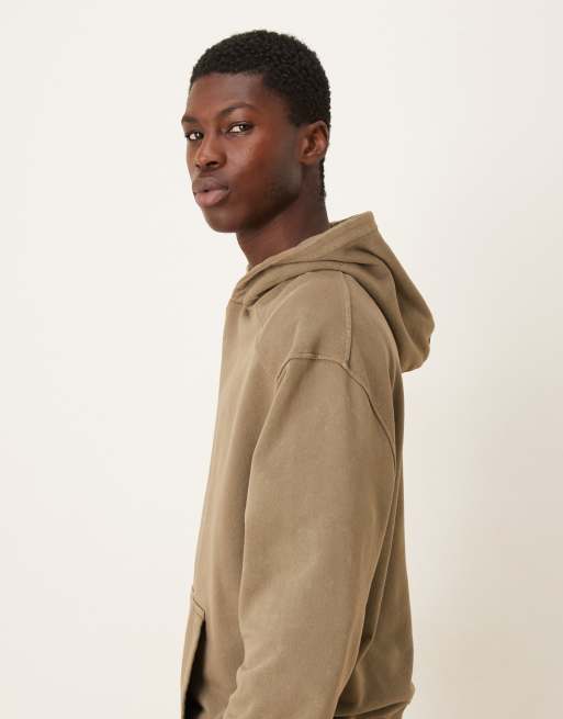 Sudadera caqui extragrande con capucha, lavado desgastado y acabado tintado de ASOS DESIGN (parte de un conjunto), 4 de 5
