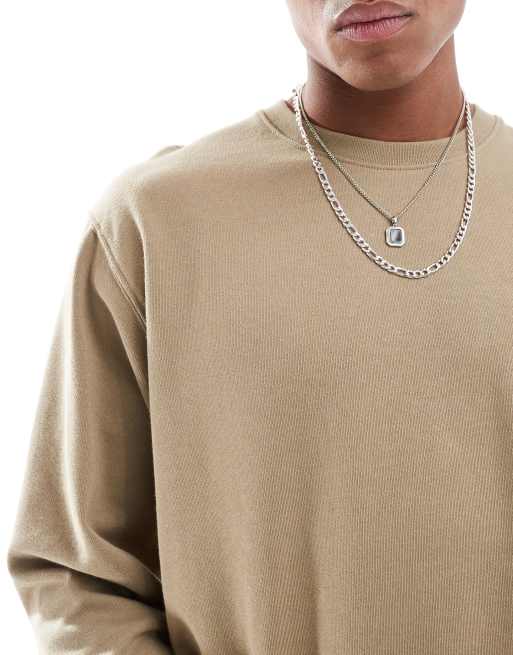 Sudadera caqui extragrande con cuello redondo de Jack & Jones, 2 de 4