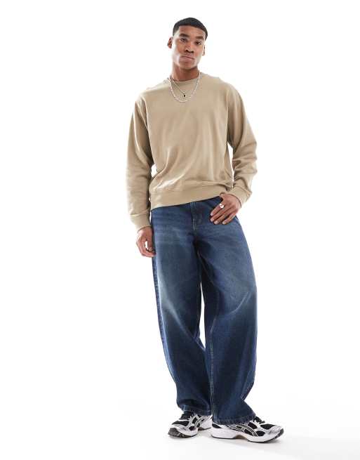 Sudadera caqui extragrande con cuello redondo de Jack & Jones, 3 de 4