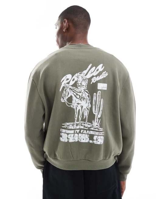 Sudadera caqui extragrande con estampado de ASOS DESIGN