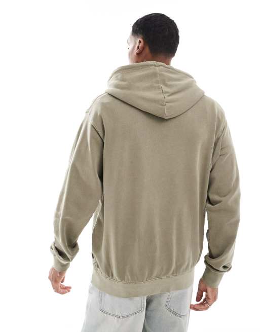 Sudadera caqui lavado ultragrande con capucha de Jack & Jones, 2 de 4