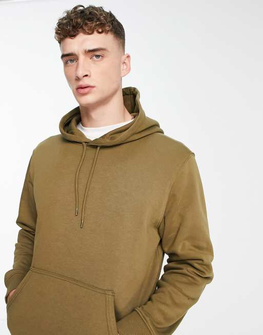 Sudadera caqui oscuro con capucha de corte est ndar de Weekday