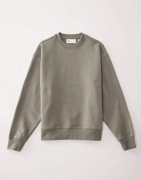Sudadera caqui pálido extragrande con cuello redondo de tejido muy grueso de ASOS COLLECTIVE - view 1