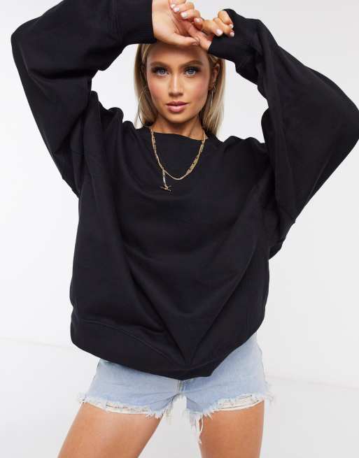Sudadera cocoon negra extragrande con detalle de panel de ASOS DESIGN 