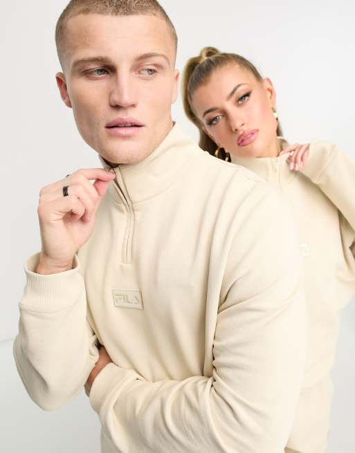 Sudadera color avena unisex con cremallera corta Tuss de Fila ASOS