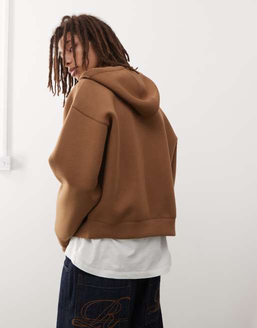 Sudadera color camel con capucha y cremallera de tejido efecto neopreno Simon de Weekday (parte de un conjunto), 2 de 4