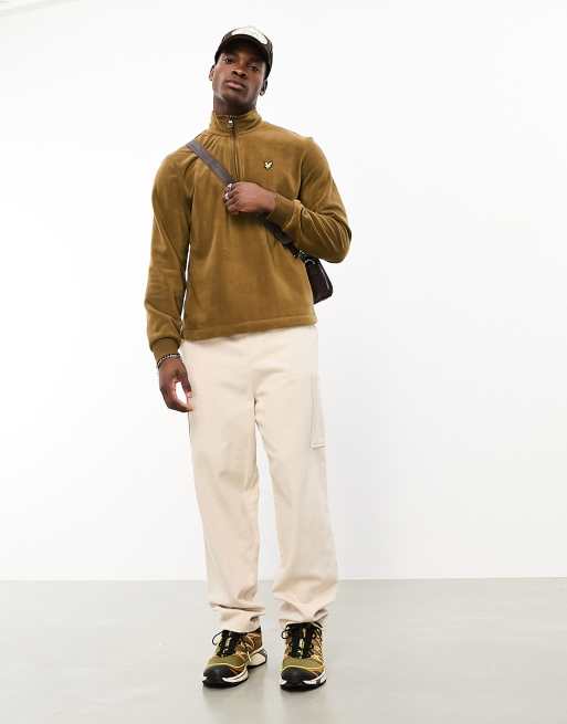 Sudadera color camel con cremallera corta y logo de Lyle Scott ASOS