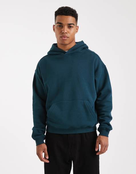 Sudadera color cerceta intenso de corte cuadrado con capucha de Cotton On - view 1