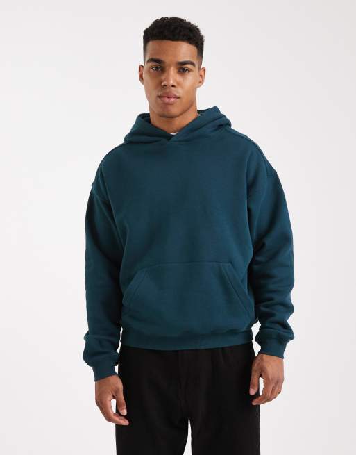 Sudadera color cerceta intenso de corte cuadrado con capucha de Cotton On