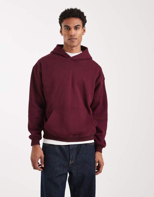 Sudadera color ciruela aterciopelada de corte cuadrado con capucha de Cotton On