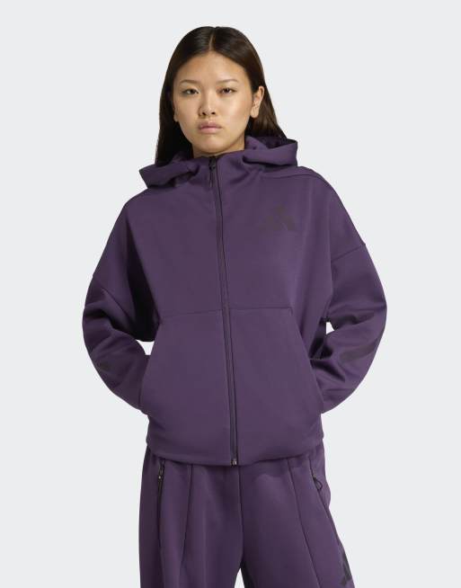 Sudadera color ciruela aurora con capucha y cremallera adidas Z.N.E. de adidas Performance