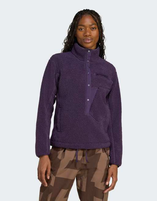 Sudadera color ciruela aurora sin cierres de felpa mullida Terrex Xploric High Pile Fleece de adidas Performance