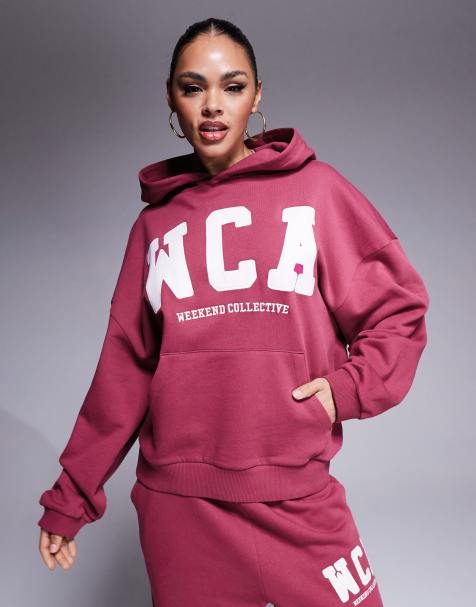 Sudadera color ciruela con capucha y logo universitario de Weekend Collective (parte de un conjunto) - view 1