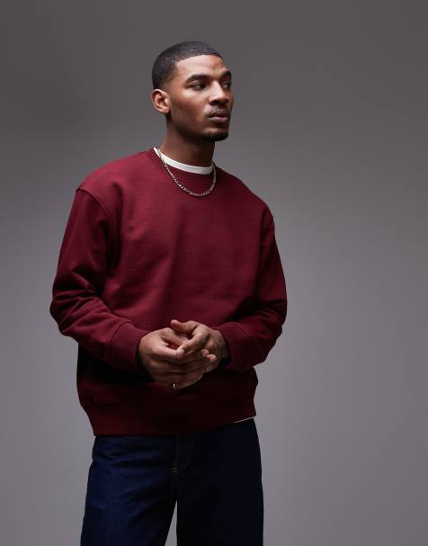 Sudadera color ciruela extragrande clásica de punto liso de Topman - view 1