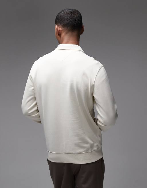 Sudadera color crema básica con cremallera corta de tejido de rizo de Tommy Hilfiger, 4 de 5