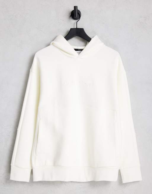 Sudadera color crema con capucha y logo grabado Comfort de Calvin Klein