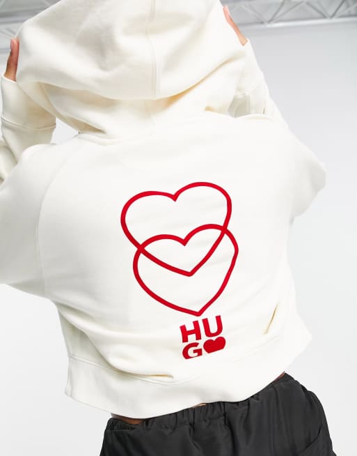 Sudadera color crema con capucha y logo 