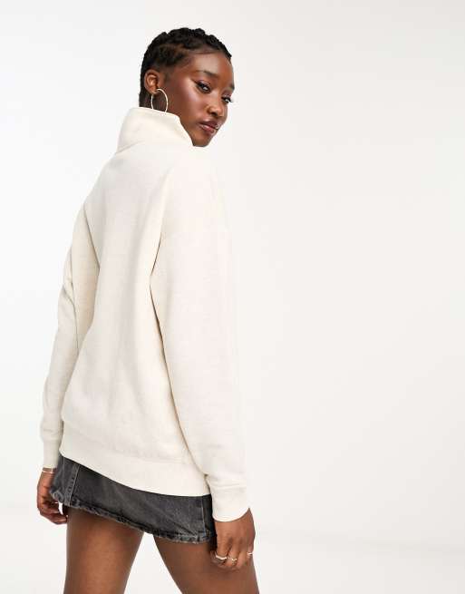 Sudadera color crema con detalle de cremallera de New Look, 3 de 4