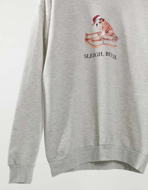 Sudadera color crema con diseño navideño de Skinnydip, 4 de 4