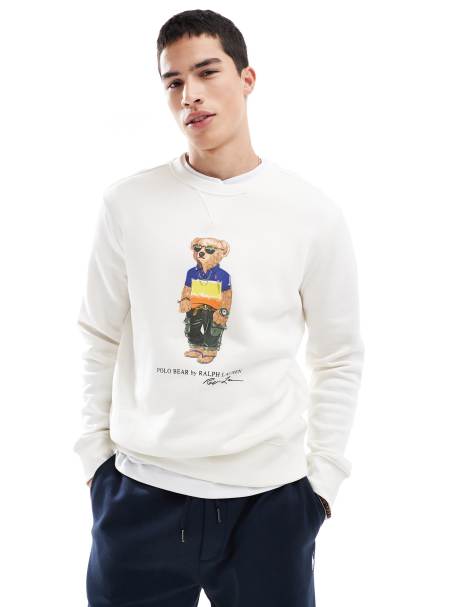 Sudadera color crema con estampado de oso playero de felpa de Polo Ralph Lauren - view 1