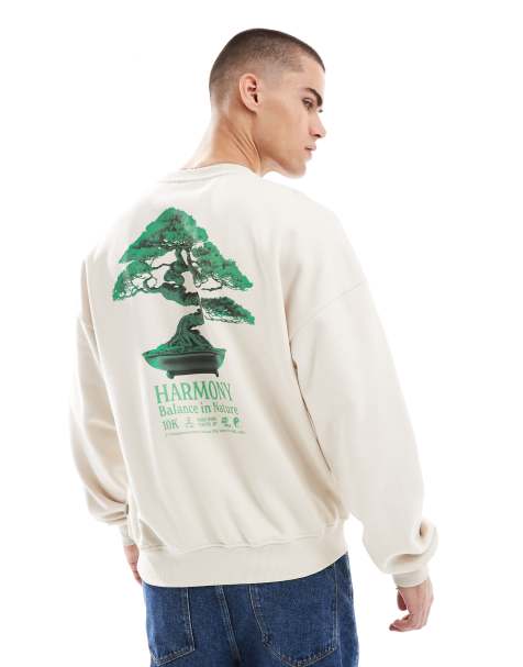 Sudadera color crema extragrande con estampado "Harmony" en la espalda de ONLY & SONS - view 1