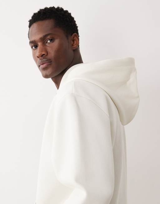 Sudadera color crema holgada con capucha y cremallera de piqué de ASOS DESIGN (parte de un conjunto), 4 de 5