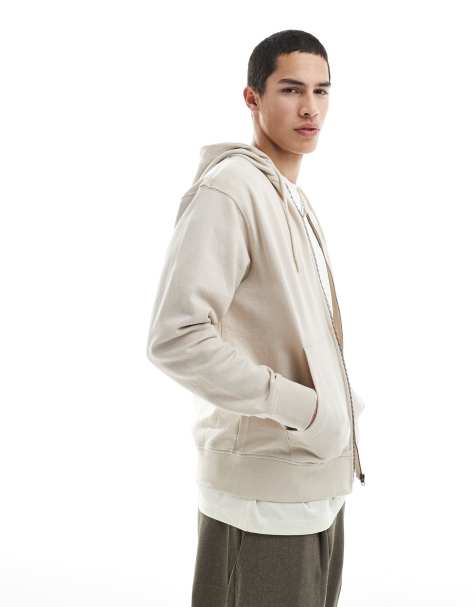 Sudadera color crema ultragrande con capucha y cremallera de Jack & Jones - view 1