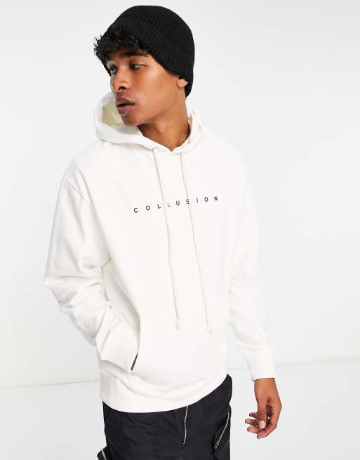Sudadera color crudo con capucha y logo de COLLUSION