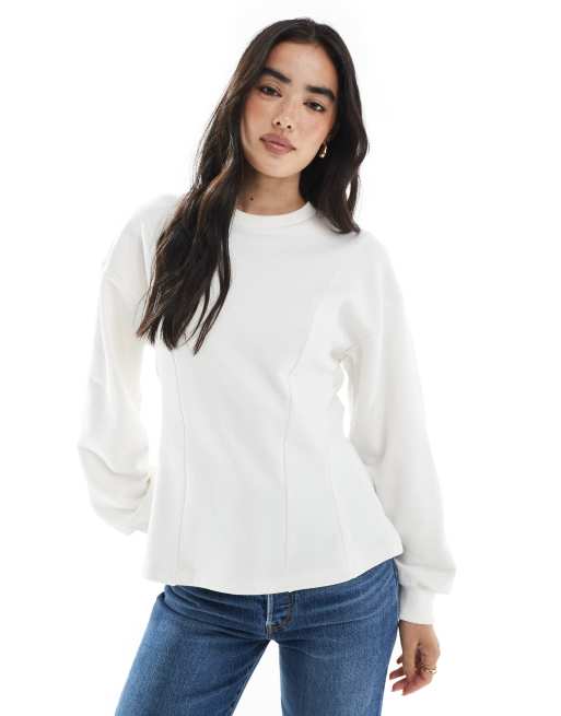 Sudadera color crudo con cintura entallada con costuras de Miss Selfridge